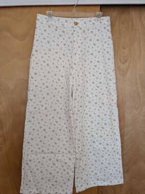 Wishlist White Pants with Pink & Green Floral Print